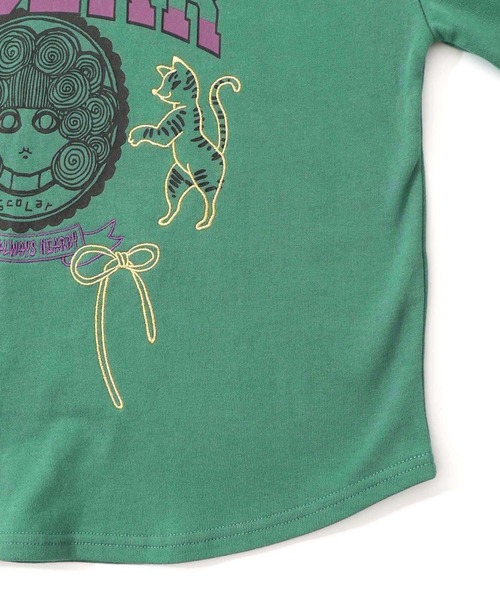 ScoLar(スカラー)の「153698:スカラーちゃん×トラ×蝶刺繍 ミニ裏毛プルオーバー(Tシャツ/カットソー・レディース・ブラック/杢グレー/グリーン・M)」の16枚目の写真