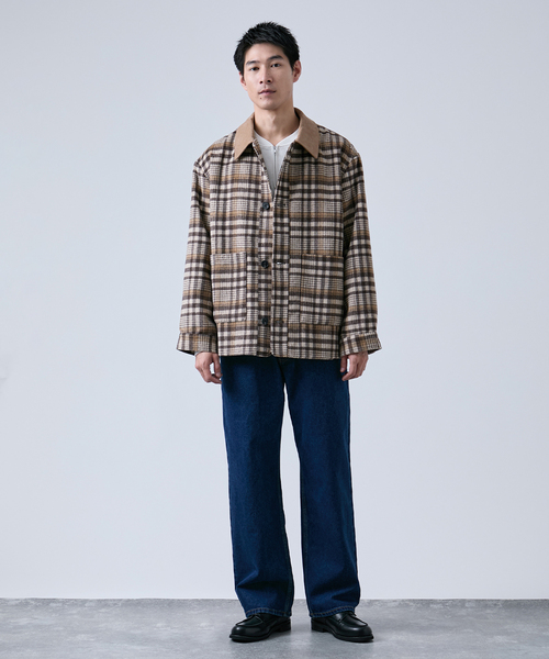 OSKR(オーエスケーアール)の「OSKR別注 シャギーチェックブルゾン(ブルゾン・メンズ・ベージュ/グリーン・MEDIUM/LARGE)」の12枚目の写真