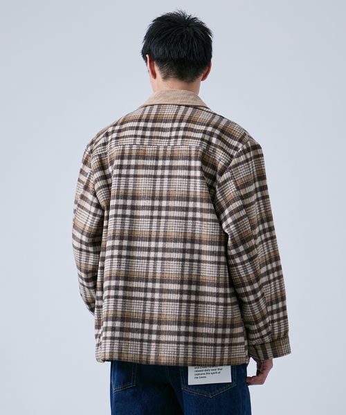 OSKR(オーエスケーアール)の「OSKR別注 シャギーチェックブルゾン(ブルゾン・メンズ・ベージュ/グリーン・MEDIUM/LARGE)」の15枚目の写真