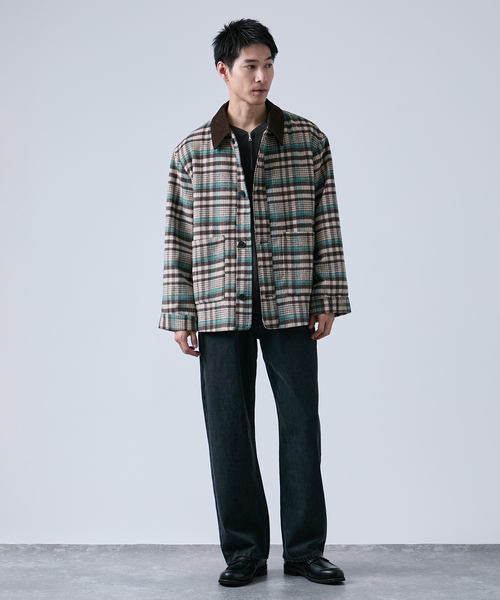 OSKR(オーエスケーアール)の「OSKR別注 シャギーチェックブルゾン(ブルゾン・メンズ・ベージュ/グリーン・MEDIUM/LARGE)」の16枚目の写真