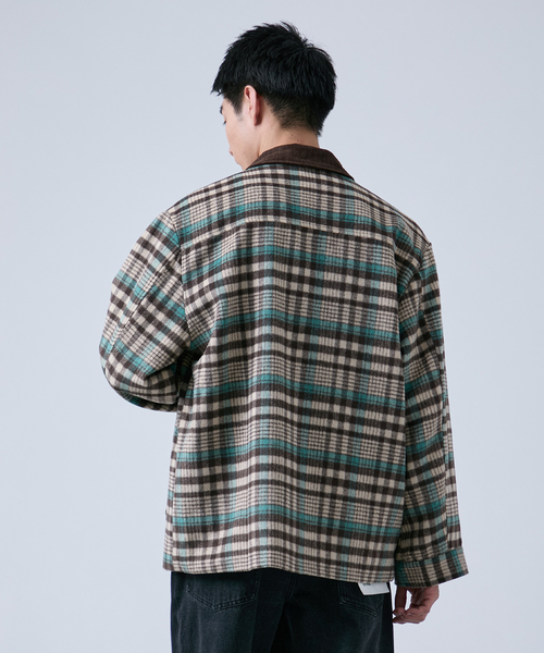 OSKR(オーエスケーアール)の「OSKR別注 シャギーチェックブルゾン(ブルゾン・メンズ・ベージュ/グリーン・MEDIUM/LARGE)」の19枚目の写真