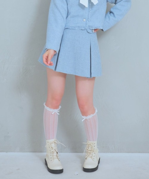 repipi armario（レピピ アルマリオ）の「【セレモニー】ガーリーツイードスカート（スカート・キッズ・サックスブルー/アイボリー・SMALL/MEDIUM/LARGE）」の2枚目の写真