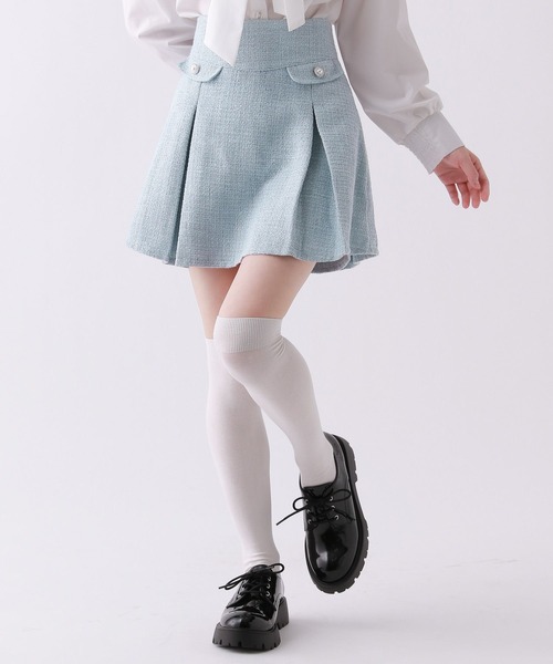 repipi armario（レピピ アルマリオ）の「【セレモニー】ガーリーツイードスカート（スカート・キッズ・サックスブルー/アイボリー・SMALL/MEDIUM/LARGE）」の11枚目の写真