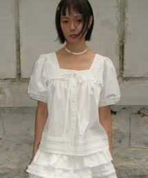 TIE DETAIL BUTTON BLOUSE WHITE