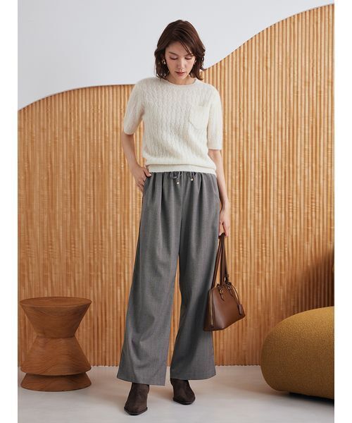 Mila Owen（ミラオーウェン）の「ウエストゴムヘリンボーンイージーパンツ（その他パンツ・レディース・グレー/ブラウン・0/00/1）」の15枚目の写真