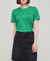ウィメンズベーシッククルーネックTシャツ[グラスグリーン]