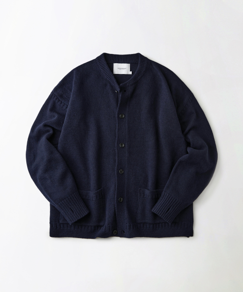 LAMBSWOOL FISHERMAN CARDIGAN_NAVY