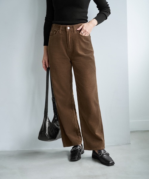 コーデュロイセミワイドストレートパンツ