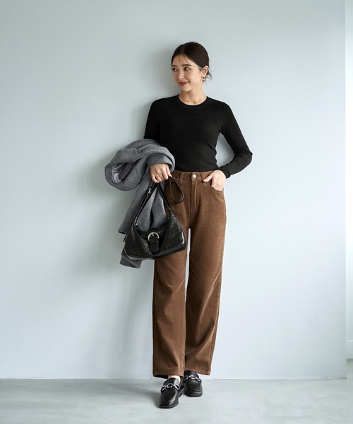 STYLE DELI（スタイルデリ）の「コーデュロイセミワイドストレートパンツ（その他パンツ・レディース・ホワイト系/ブラウン/ネイビー・SMALL/MEDIUM/LARGE）」の19枚目の写真