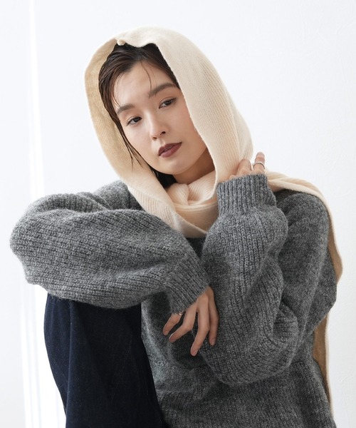 セール】もちもちニットフード付きマフラー（マフラー）｜Yeoun