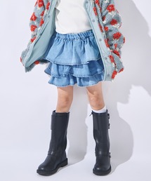ever closet | 揺れる3段フリル デニムキュロット(デニムパンツ)