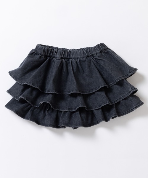ever closet（エバークローゼット）の「揺れる3段フリル デニムキュロット（デニムパンツ・キッズ・ブルー/ブラック/サックスブルー・100cm/90cm/150cm/140cm/130cm/120cm/110cm）」の10枚目の写真