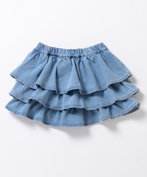 ever closet（エバークローゼット）の「揺れる3段フリル デニムキュロット（デニムパンツ・キッズ・ブルー/ブラック/サックスブルー・100cm/90cm/150cm/140cm/130cm/120cm/110cm）」の11枚目の写真