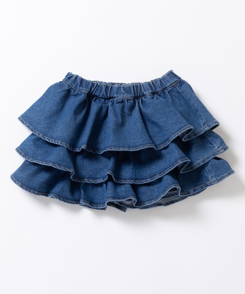 ever closet（エバークローゼット）の「揺れる3段フリル デニムキュロット（デニムパンツ・キッズ・ブルー/ブラック/サックスブルー・100cm/90cm/150cm/140cm/130cm/120cm/110cm）」の12枚目の写真