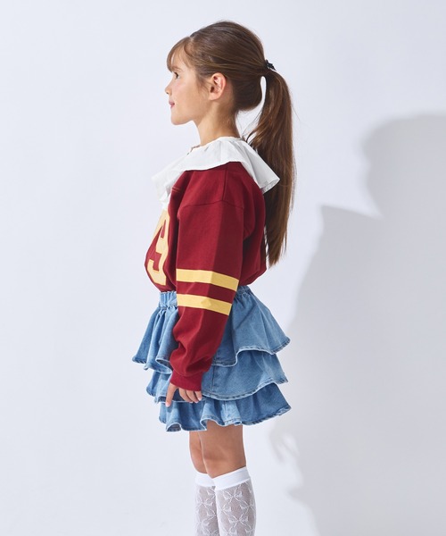 ever closet（エバークローゼット）の「揺れる3段フリル デニムキュロット（デニムパンツ・キッズ・ブルー/ブラック/サックスブルー・100cm/90cm/150cm/140cm/130cm/120cm/110cm）」の18枚目の写真