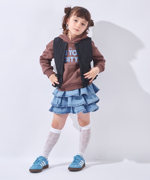 ever closet（エバークローゼット）の「揺れる3段フリル デニムキュロット（デニムパンツ・キッズ・ブルー/ブラック/サックスブルー・100cm/90cm/150cm/140cm/130cm/120cm/110cm）」の22枚目の写真