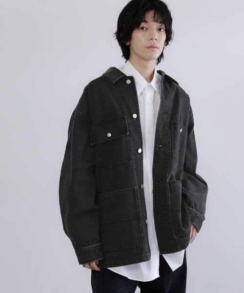 LOWRYS FARM(ローリーズファーム)の「【LFM(U)】デニムカバーオール 606933(デニムジャケット・メンズ・ホワイト/ブラック・MEDIUM/LARGE)」の2枚目の写真