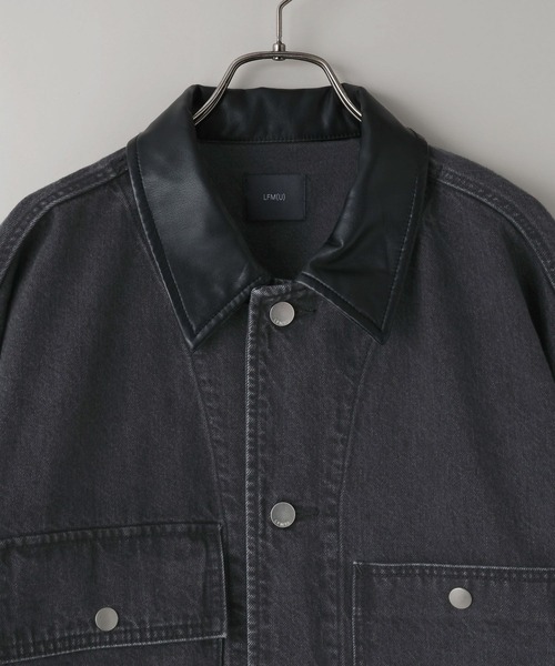 LOWRYS FARM(ローリーズファーム)の「【LFM(U)】デニムカバーオール 606933(デニムジャケット・メンズ・ホワイト/ブラック・MEDIUM/LARGE)」の4枚目の写真