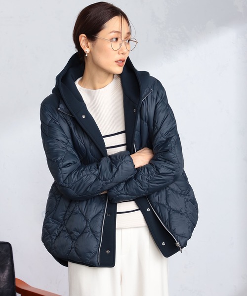 GALLORIA（ギャローリア）の「レイヤード風中綿キルトジャケット（その他アウター・レディース・ネイビー/オートミール・L/LL/M/S）」の7枚目の写真