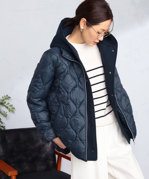 GALLORIA（ギャローリア）の「レイヤード風中綿キルトジャケット（その他アウター・レディース・ネイビー/オートミール・L/LL/M/S）」の8枚目の写真