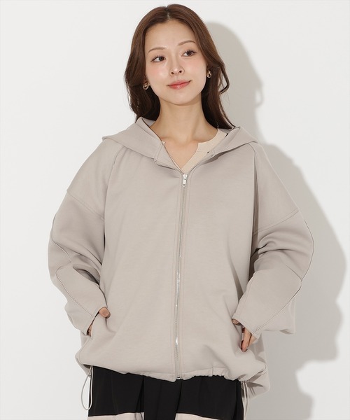 AND COUTURE（アンドクチュール）の「ダンボールポンチフードジップパーカー（パーカー・レディース・ブラック/ダークブラウン/ベージュ・FREE）」の18枚目の写真