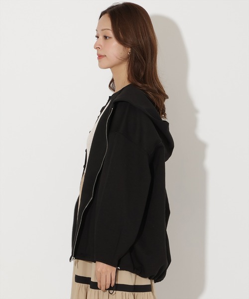 AND COUTURE（アンドクチュール）の「ダンボールポンチフードジップパーカー（パーカー・レディース・ブラック/ダークブラウン/ベージュ・FREE）」の4枚目の写真