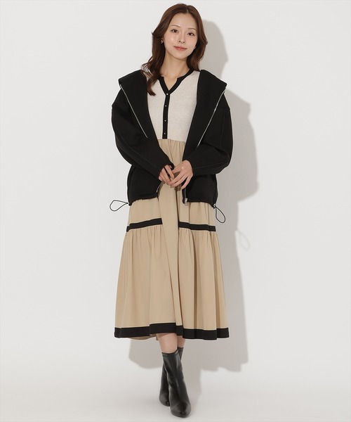 AND COUTURE（アンドクチュール）の「ダンボールポンチフードジップパーカー（パーカー・レディース・ブラック/ダークブラウン/ベージュ・FREE）」の9枚目の写真