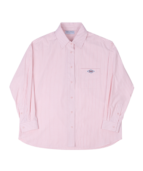 SELITIO(セレティオ)の「ポケットロゴストライプシャツピンク(シャツ/ブラウス・レディース・ピンク・SMALL/MEDIUM/LARGE)」の1枚目の写真