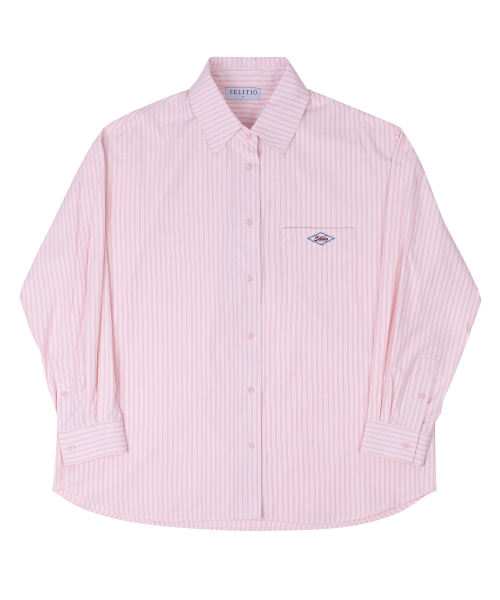 SELITIO(セレティオ)の「ポケットロゴストライプシャツピンク(シャツ/ブラウス・レディース・ピンク・SMALL/MEDIUM/LARGE)」の2枚目の写真