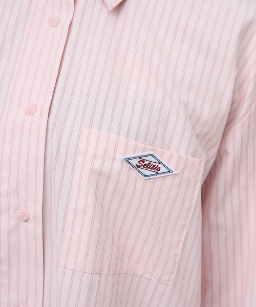 SELITIO(セレティオ)の「ポケットロゴストライプシャツピンク(シャツ/ブラウス・レディース・ピンク・SMALL/MEDIUM/LARGE)」の4枚目の写真