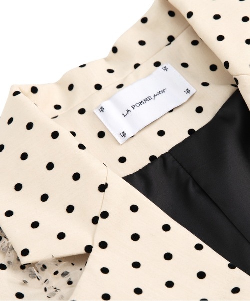 LA POMME petit(ラポミ・プチ)の「Dots Lace Ribbon Jacket(テーラードジャケット・レディース・グレー/アイボリー・SMALL/MEDIUM/LARGE)」の9枚目の写真