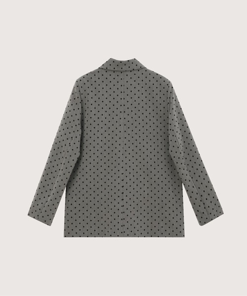 LA POMME petit(ラポミ・プチ)の「Dots Lace Ribbon Jacket(テーラードジャケット・レディース・グレー/アイボリー・SMALL/MEDIUM/LARGE)」の3枚目の写真