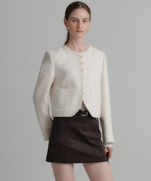 フローリアトリミングツイードジャケット_アイボリー / FLORIA TRIMMING TWEED JACKET_IVORY
