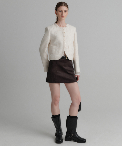 LOOKAST(ルックキャスト)の「フローリアトリミングツイードジャケット_アイボリー / FLORIA TRIMMING TWEED JACKET_IVORY(その他アウター・レディース・アイボリー・SMALL/MEDIUM)」の3枚目の写真