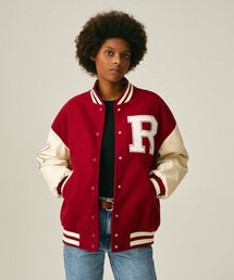(UNISEX)60105 WOOL VARSITY PADDED JACKET_RED