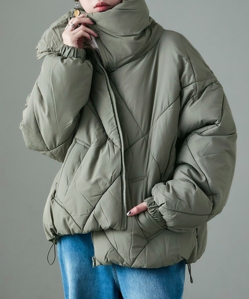 ダイヤキルト ビッグカラー 中綿ブルゾン（ダウンジャケット/コート