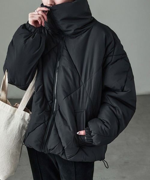 Fashion Letter（ファッションレター）の「ダイヤキルト ビッグカラー 中綿ブルゾン（ダウンジャケット/コート・レディース・ブラック/カーキ/オフホワイト・L/M）」の13枚目の写真