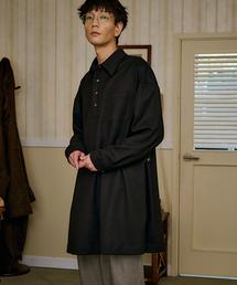 MALEN（マレン）の「ユニセックス サイド ワンボタン ロングシャツ ブラック（シャツ/ブラウス）」