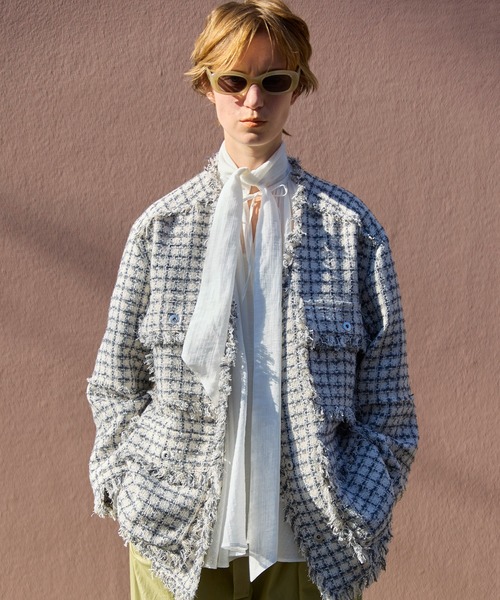 Fringe Tweed Long Jacket/フリンジツイードジャケット（テーラード
