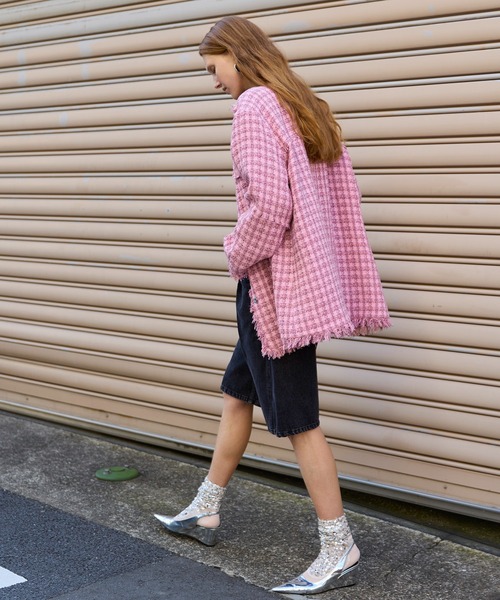 Fringe Tweed Long Jacket/フリンジツイードジャケット（テーラード