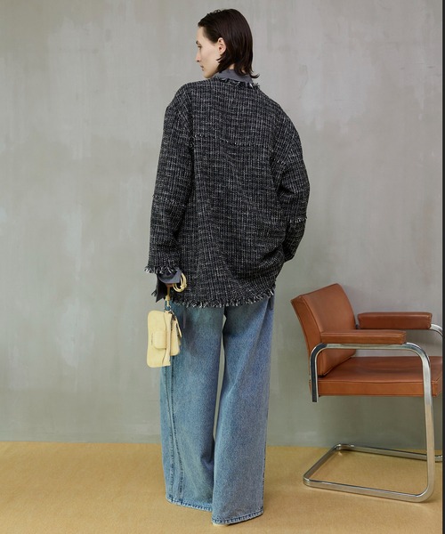 Fringe Tweed Long Jacket/フリンジツイードジャケット（テーラード