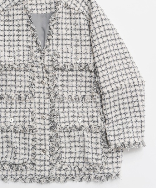 Fringe Tweed Long Jacket/フリンジツイードジャケット（テーラード