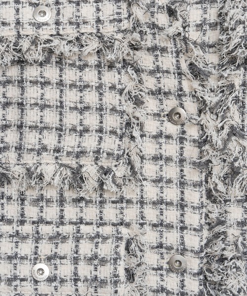 MAISON SPECIAL(メゾンスペシャル)の「Fringe Tweed Long Jacket/フリンジツイードジャケット(テーラードジャケット・レディース・ブラック/ホワイト/ピンク・FREE)」の13枚目の写真