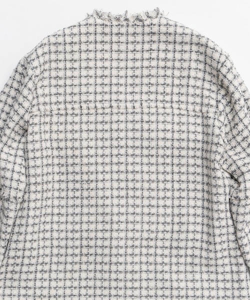 MAISON SPECIAL(メゾンスペシャル)の「Fringe Tweed Long Jacket/フリンジツイードジャケット(テーラードジャケット・レディース・ブラック/ホワイト/ピンク・FREE)」の14枚目の写真