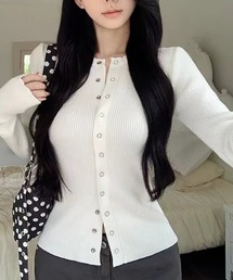 Chiina | Chiina/【豊富なカラーバリーション】スリムフィット　リブトップス　カーディガン(カーディガン/ボレロ)