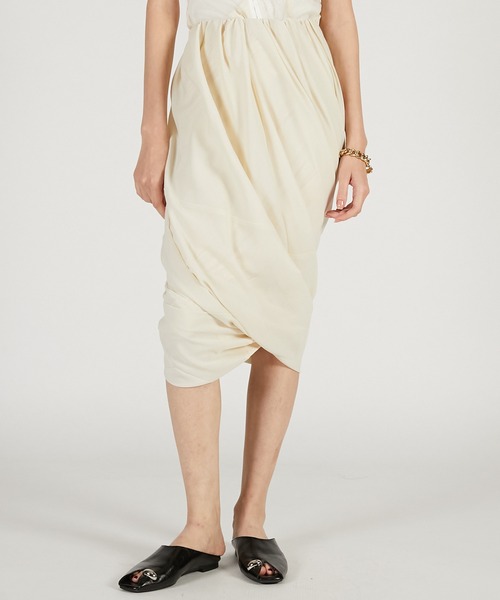 PRANK PROJECT（プランクプロジェクト）の「【2026Spring Pre-Order】ツイストミディスカート / Twist Midi Skirt（スカート・レディース・グレー/アイボリー・36/38）」の2枚目の写真