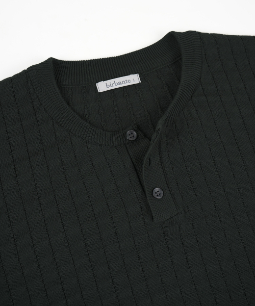 BIRBANTE(ビルバンテ)の「サマーウォッシャブルヘンリーネックニット - カーキ(ニット/セーター・メンズ・カーキ・SMALL/MEDIUM/LARGE/X-LARGE)」の3枚目の写真