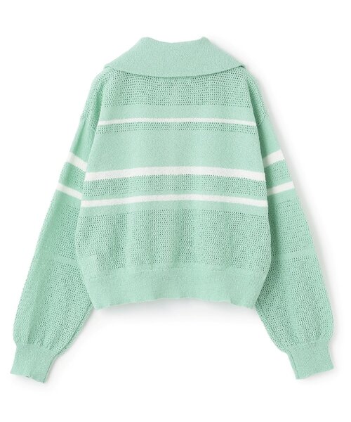 pom ponette junior(ポンポネットジュニア)の「メッシュニットZIPカーディガン(カーディガン/ボレロ・キッズ・オフホワイト/エメラルド・M:150cm/S:140cm/L:160cm)」の3枚目の写真