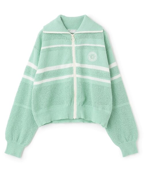 pom ponette junior(ポンポネットジュニア)の「メッシュニットZIPカーディガン(カーディガン/ボレロ・キッズ・オフホワイト/エメラルド・M:150cm/S:140cm/L:160cm)」の9枚目の写真