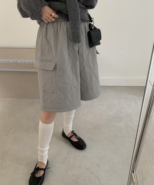 LYEON（リヨン）の「キルティングカーゴハーフパンツ（カーゴパンツ・レディース・グレー/ベージュ/ブラック・FREE）」の7枚目の写真